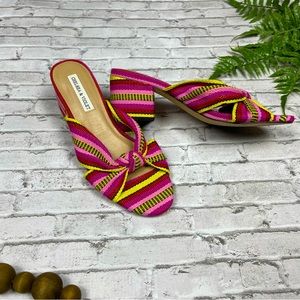 Chelsea & Violet Womens Gia Knot Stripe Fabric Mule Sandals Size 6.5 Barbie Y2K